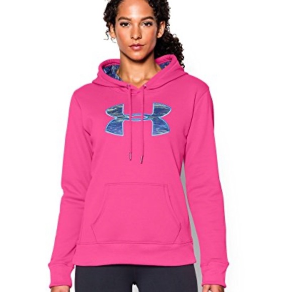 Under Armour Pink Hoodie with Blue Logo - Picture 1 of 9